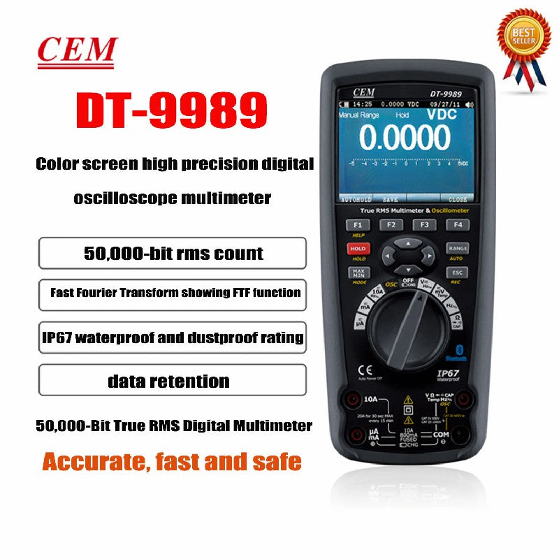 CEM DT-9989 True RMS Industrial Multimeter with TFT Color LCD Display Oscillographic Multimeter Digital Display CEM DT-9989 True RMS Industrial Multimeter with TFT Color LCD Display Oscillographic Multimeter Digital Display